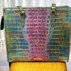 Brahmin Tia Delphine Visionary XL Tote Iridescent Croc Embossed Ombré